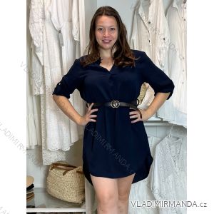 Tunika prodloužená košilová s páskem dlouhý rukáv dámská nadrozměr (2XL/3XL ONE SIZE) ITALSKÁ MÓDA IMD212156/DUR