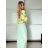 Langes Sommerkleid mit gerippten Kurzarm für Damen (XS/S/M/L EINHEITSGRÖSSE) ITALIAN FASHION IMSM25128