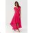 Šaty dlouhé společenské krátký rukáv dámské (36-56) POLSKÁ MÓDA PMLMR23SELENA-1/DUR růžová fuchsiová 36
