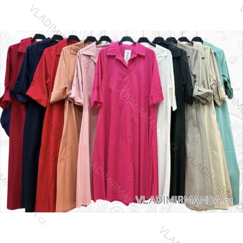 Šaty dlhé košeľové 3/4 dlhý rukáv dámske (S/M/L ONE SIZE) TALIANSKA MÓDA IM525057