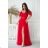 Women's Plus Size (42-46) Long Elegant Party Sleeveless Dress POLISH FASHION PMLBC23265-10 red 38