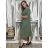 Šaty letní mušelínové krátký rukáv dámské JANET (S/M/L ONE SIZE) ITALSKÁ MÓDA IMWGS232579/DU M/L zelená khaki