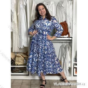 Šaty dlouhé letní dlouhý rukáv dámské DAINA (S/M/L ONE SIZE) ITALSKÁ MÓDA  IMPEM24G3205-14/DU