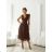 Women's Long Elegant Dress with Wide Straps (SL) FRENCH FASHION FMPEL23VELVET brown Chocolate 42