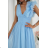 Women's Long Elegant Dress with Wide Straps (SL) FRENCH FASHION FMPEL23VELVET blue 42