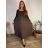 Šaty dlouhé volnočasové dlouhý rukáv dámské nadrozměr (46/48/50 ONE SIZE) ITALSKÁ MÓDA IM425547/DU tmavá khaki 46/48/50