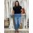 Kalhoty dlouhé letní dámské RITA (S/M/L ONE SIZE) ITALSKÁ MÓDA IMSM251129/DUR S/M/L světle modrá