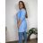Striped shirt 3/4 long sleeve women (uni xs-m) (uni XL/XXL) ITALSKÁ MODA IM120162  Light blue