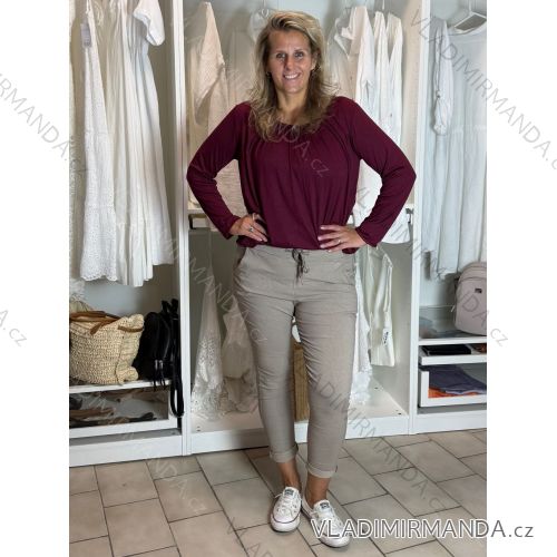 Tunika dlhý rukáv dámske nadrozmer (52/54 ONE SIZE) TALIANSKA MÓDA IM424525/DUR vínová 52/54