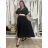 Sommerhemdkleid mit Gürtel, kurze Ärmel, Damen (42/44/46 EINHEITSGRÖSSE) ITALIAN FASHION IM425036 L / XL schwarz