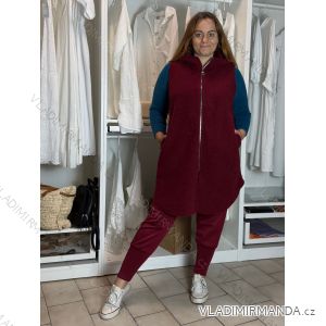 Vesta slabá s kapucí na zip bez rukávu dámská nadrozměr (48/50/52 ONE SIZE) ITALSKÁ MÓDA IM425545