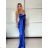 Šaty dlouhé elegantní společenské saténové na ramínka dámské (S/M ONE SIZE) ITALSKÁ MÓDA IM424772/DUR -   modrá královská -   S/M