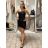 Šaty mini letní pletené na ramínka dámské (XS/S/M ONE SIZE) ITALSKá MóDA IMM252471/DU XS/S/M Černá