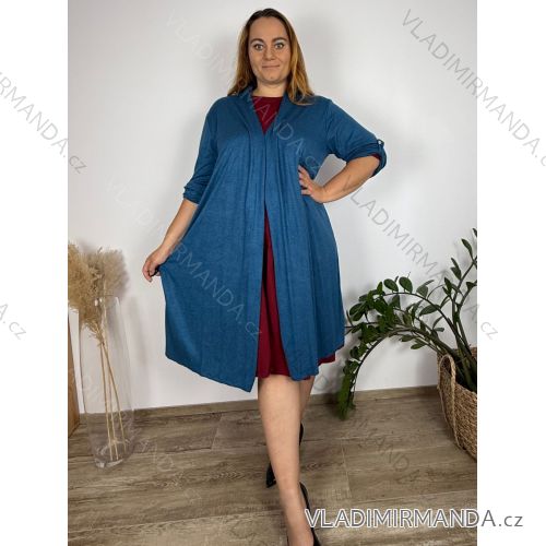 Cardigan dlouhý bavlněný 3/4 dlouhý rukáv dámský nadrozměr (52/54/56 ONE SIZE) ITALSKÁ MÓDA IM425550