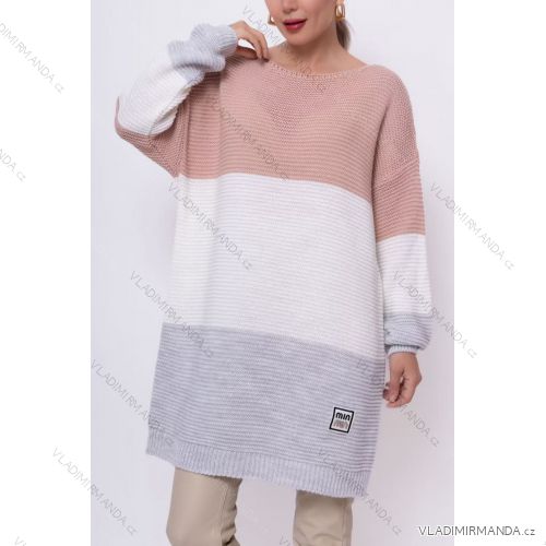 Sveter predĺžený pletený dlhý rukáv dámsky nadrozmer (50/52/54 ONE SIZE) TALIANSKA MÓDA IM425578