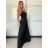 Šaty dlhé spoločenské saténové na ramienka dámske ALESSIA (XS/S/M ONE SIZE) TALIANSKA MODA IMSP255888