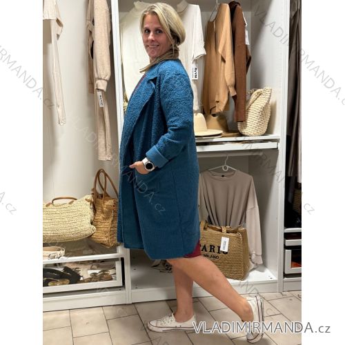 Damen Oversize-Lammfell-Fleecemantel (46/48/50 Einheitsgröße) ITALIAN FASHION IM3251113/DU 46/48/50 Petrolblau