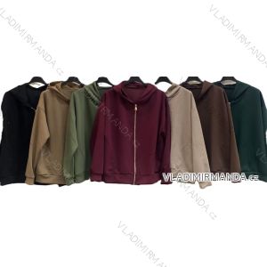 Mikina teplá s kapucňou na zips dlhý rukáv dámska nadrozmer (46/48/50 ONE SIZE) TALIANSKA MÓDA IMC25392