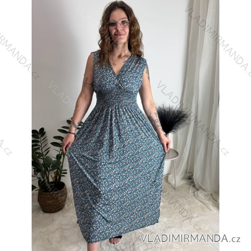 Šaty dlouhé elegantní icecool bez rukávu dámské (M/L, XL/XXL) AINUOSI   ITALSKÁ MODA IMB229927 modrá XL/2XL