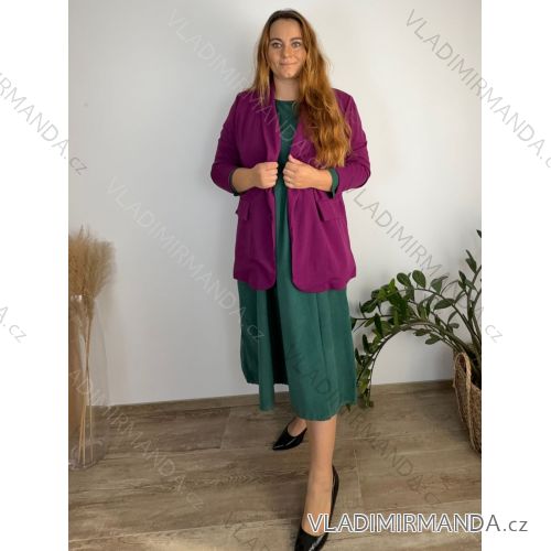 Sako dlhý rukáv dámsky nadrozmer (52/54 ONE SIZE) TALIANSKA MÓDA IM4242607/DUR sv. fuchsiová 52/54