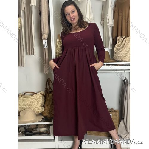 Šaty volnočasové dlouhý rukáv dámské VIVA (S/M/L ONE SIZE) ITALSKÁ MÓDA IMSM2511125
