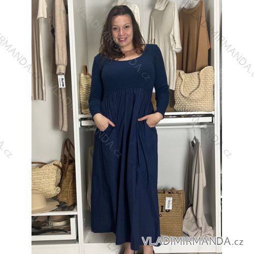 Women's casual summer short sleeve dress VIOLA (S/M/L ONE SIZE) ITALIAN FASHION IMSM25022 S / M / L dark blue