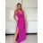 Šaty elegantní společenské dlouhé na ramínka dámské Patricie (XS/S/M/L ONE SIZE) ITALSKÁ MÓDA IM322045/DR -   růžová fuchsiová -   M/L
