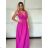 Šaty elegantní společenské dlouhé na ramínka dámské Patricie (XS/S/M/L ONE SIZE) ITALSKÁ MÓDA IM322045/DR -   růžová fuchsiová -   M/L