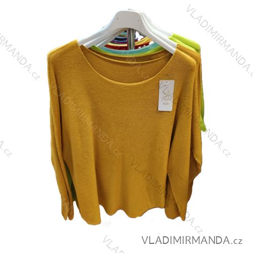 Svetr úpletový tenký dlouhý rukáv dámský (S/M/L ONE SIZE) ITALSKÁ MÓDA IMSM250205