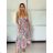 Langes Sommerkleid Zitrone, geblümt mit Trägern für Damen (XS/S/M ONE SIZE) ITALIAN FASHION IMWHD252134 -   grau -   S / M