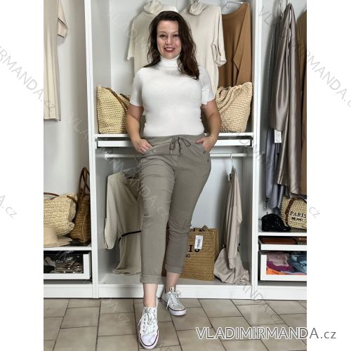 Kalhoty strečové dámské ANDREA (S/M/L ONE SIZE) ITALSKÁ MÓDA IMC25342/DU S/M/L béžová