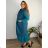 Women's elegant party long sleeve dress (S/M ONE SIZE) ITALIAN FASHION IM322282 46/48/50 modrá petrolejová
