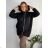 Strickjacke / Hoodie Baumwolle Damen (Uni M / XL) Italienische Mode IM420360 54/56/58 schwarz