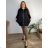 Strickjacke / Hoodie Baumwolle Damen (Uni M / XL) Italienische Mode IM420360 54/56/58 schwarz