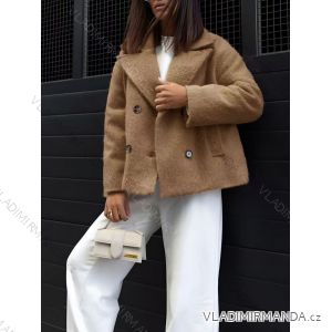 Kabátek chlupatý na knoflíky dlouhý rukáv dámský (S/M/L ONE SIZE) ITALSKÁ MÓDA IMD25152