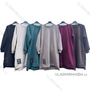 Šaty mikinové máslové dlouhý rukáv dámské (S/M/L ONE SIZE) ITALSKÁ MÓDA IMD25164