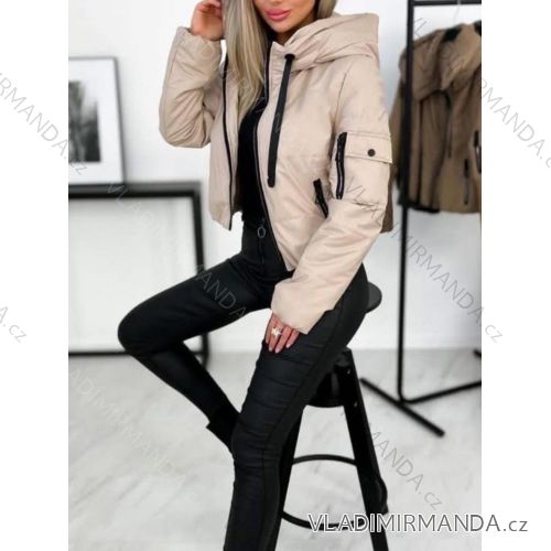 Bunda slabá s kapucí na zip dlouhý rukáv dámská nadrozměr (S-XXL ONE SIZE) ITALSKÁ MÓDA IMD25188