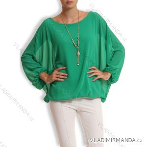 Halenka šifonová s přívěskem dlouhý rukáv dámská (S/M/L ONE SIZE) ITALSKÁ MÓDA IMD25195