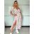 Šaty dlouhé košilové krátký rukáv dámské LIVIA (S/M/L ONE SIZE) ITALSKÁ MÓDA IMWGB24042S-7/DUR -   béžová -   S/M/L