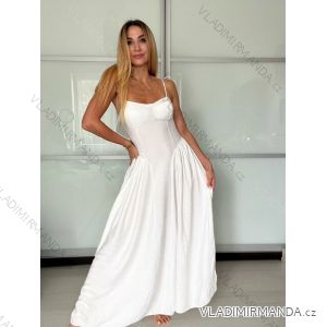 Šaty dlouhé letní na ramínka dámské (S/M ONE SIZE) ITALSKÁ MÓDA IM725KIRA/DU