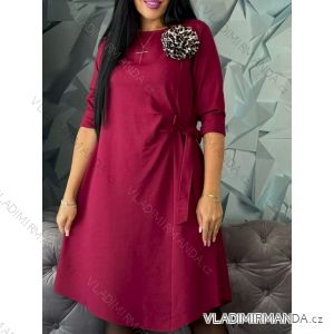 Šaty teplé 3/4 dlouhý rukáv dámské nadrozměr (46/48/50 ONE SIZE) ITALSKÁ MÓDA IMD25203