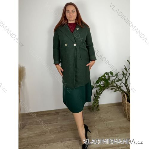 Kabát flaušový beránkový  dlouhý rukáv dámský nadrozměr (44/46/48 ONE SIZE) ITALSKÁ MÓDA IM4251140