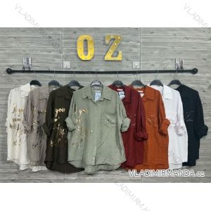 Košile oversize 3/4 rukáv dámská (S/M/L ONE SIZE) ITALSKÁ MÓDA IMPOZ25SM-272092