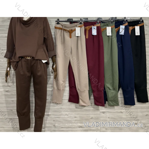 Nohavice elegantné s opaskom dámske (S/M/L ONE SIZE) TALIANSKA MÓDA IMPOZSM-3198
