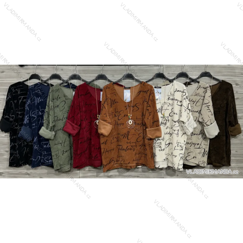 Tunika s přívěskem 3/4 dlouhý rukáv dámská (S/M/L ONE SIZE) ITALSKÁ MÓDA IMPOZ25JSD-9613