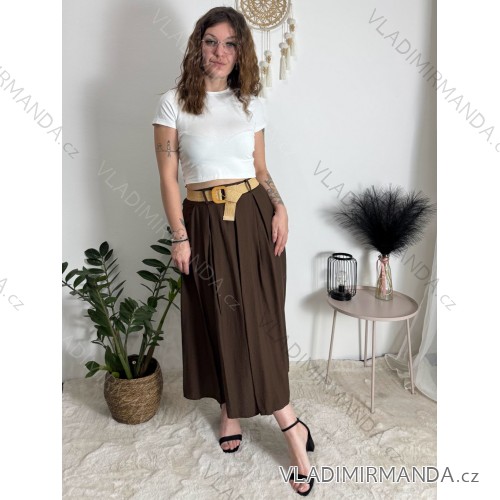 Sukňa dlhá s opaskom dámska (S/M/L ONE SIZE) TALIANSKA MÓDA IMM25M7755/DU hnědá čokoládová S/M/L