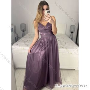 Šaty dlhé spoločenské na ramienka dámske (S/M ONE SIZE) TALIANSKA MÓDA IMC23435/DUR