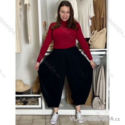 Nohavice manžestrové s opaskom dámske nadrozměr VANDA (40/42/44 ONE SIZE) TALIANSKA MÓDA IMSM251148
