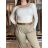 Geripptes Sommerkleid für Damen mit Trägern (S/ML/XL ONE SIZE) MB2123Z220 S / M / L beige