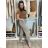 Kalhoty elegantní s páskem dámské  (S/M/L ONE SIZE) ITALSKÁ MÓDA IM425030/DUR sv. hnědá S/M/L